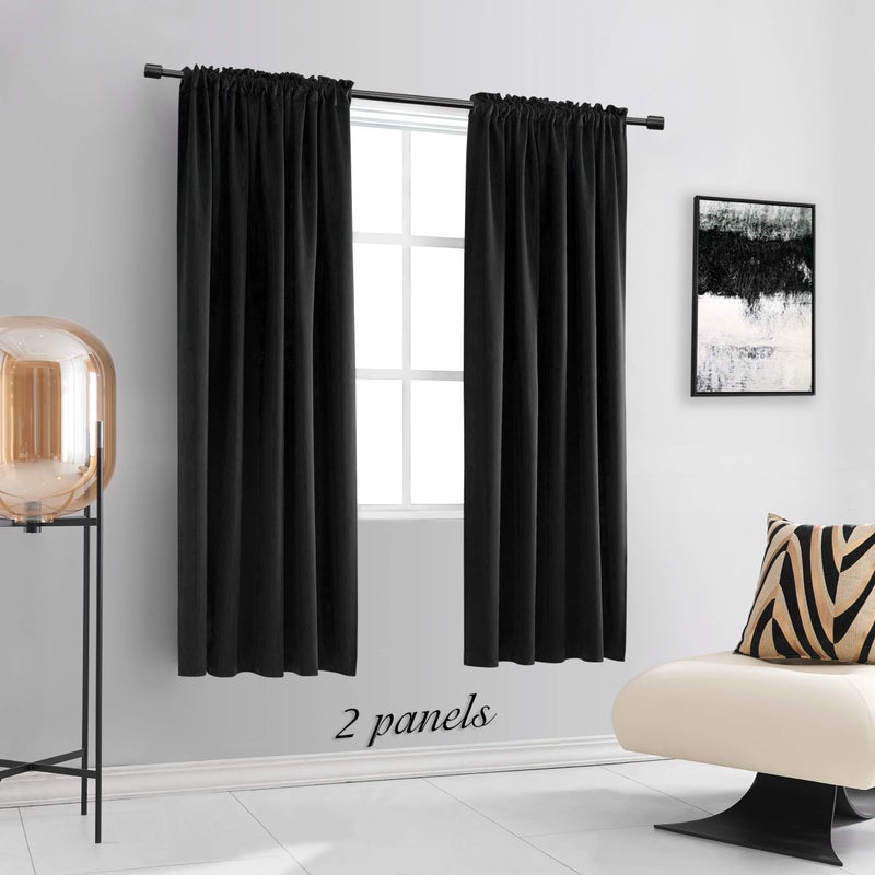DONREN 99% Blackout Curtains for Boys Bedroom -Set of 2 Panels Black Curtain Drapes - Thermal Insulating Room Darkening Window Curtain Panels for Living Room,42 by 63 Inch Long - Image 2